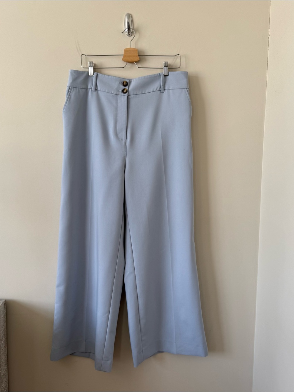 Boden Pale Blue Wide-Leg High Rise Trousers (Size:12R)